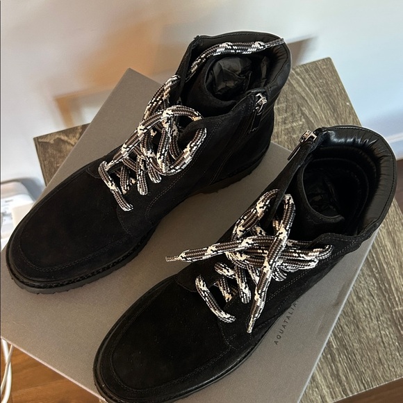 NEW Aquatalia Mayra Weatherproof Suede Leather Lace-Up & Zip Boot - Picture 9 of 16